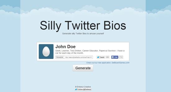 silly twitter bio website
