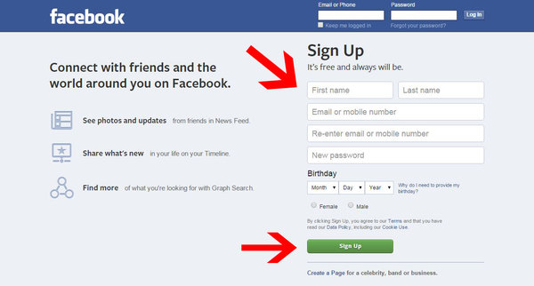 facebook online signup