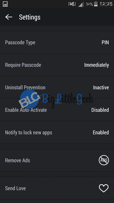hexlock settings menu