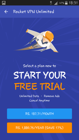 rocket vpn unlimited free trial