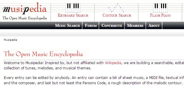 musipedia identify details of songs