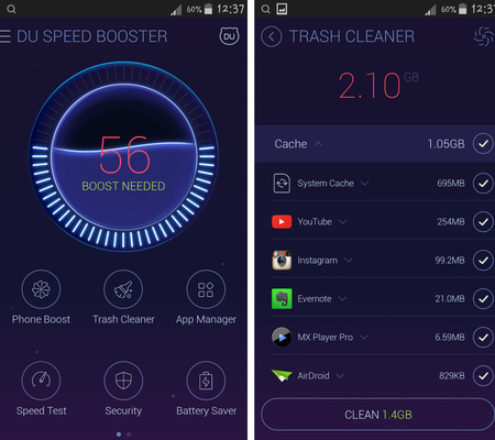 du speed booster app trash cleaner