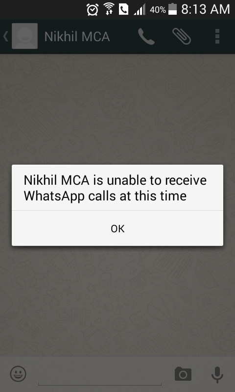 unable to receive whatsapp calls at this time